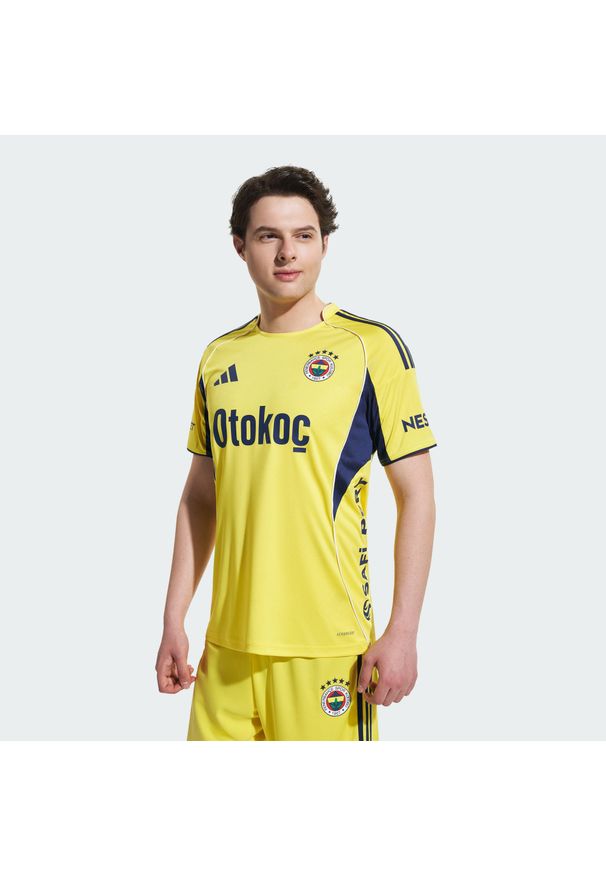 Adidas - Koszulka Fenerbahce 2025/2026 Away. Kolor: wielokolorowy, niebieski, żółty. Sport: piłka nożna