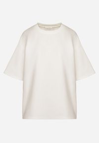 Born2be - Biały T-shirt z Bawełną w Klasycznym Stylu Meravia. Okazja: na co dzień. Kolor: biały. Materiał: bawełna. Wzór: gładki. Styl: klasyczny #5