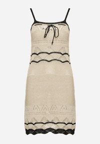 Born2be - Złota Szydełkowa Sukienka na Ramiączkach z Wiskozy z Metaliczną Nicią Filadria. Okazja: na co dzień. Kolor: złoty. Materiał: wiskoza. Długość rękawa: na ramiączkach. Sezon: lato. Styl: casual, elegancki #6