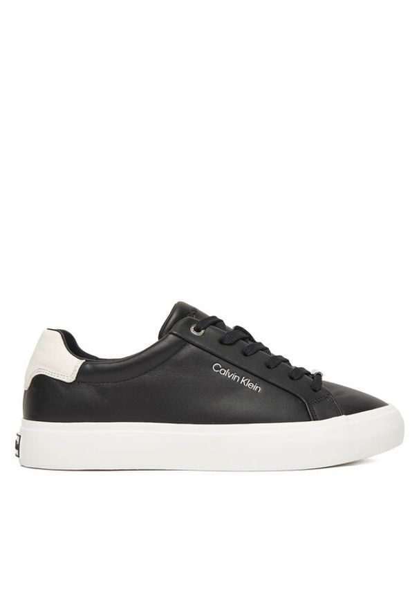 Calvin Klein Sneakersy Vulc Lace Up Lth/Moire Bt HW0HW02747 Czarny. Kolor: czarny. Materiał: skóra