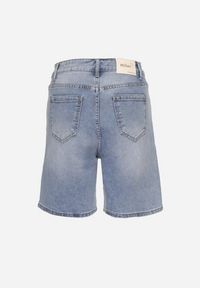 Born2be - Niebieskie Jeansowe Szorty Bermudy z Wysokim Stanem Tenilorea. Okazja: na co dzień. Stan: podwyższony. Kolor: niebieski. Materiał: jeans. Wzór: aplikacja. Styl: klasyczny, casual, elegancki #3