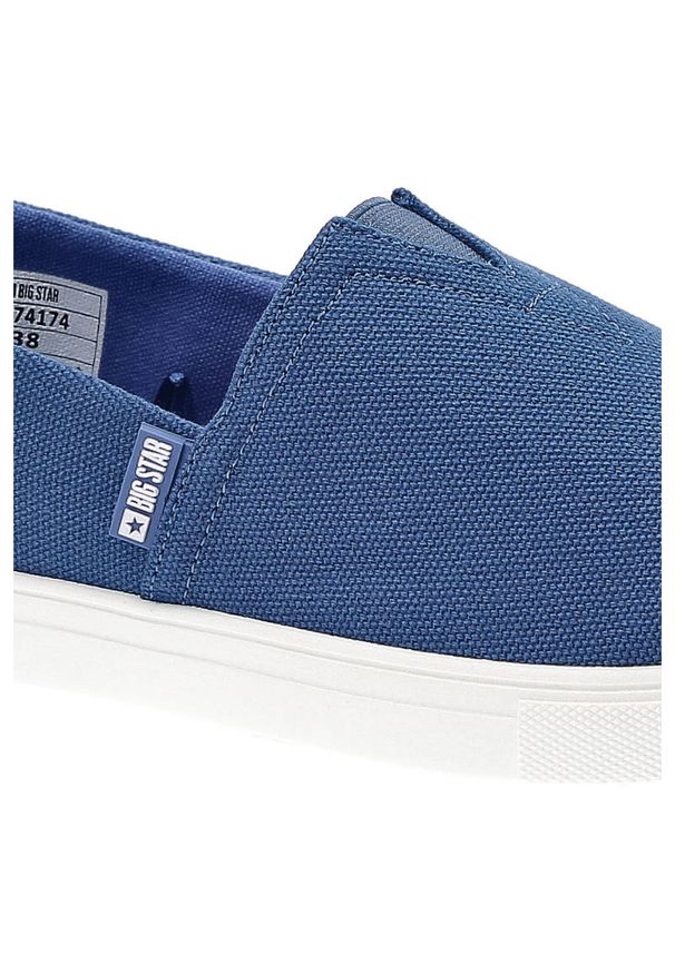 Big-Star - Niebieskie Tenisówki Big Star Wygodne Damskie Buty. Zapięcie: bez zapięcia. Kolor: niebieski. Materiał: materiał. Szerokość cholewki: normalna. Wzór: aplikacja, gładki