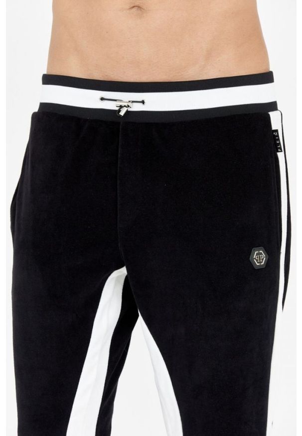 Philipp Plein - PHILIPP PLEIN Czarny dres męski z aksamitu, Rozmiar M. Kolor: czarny. Materiał: dresówka. Sport: bieganie