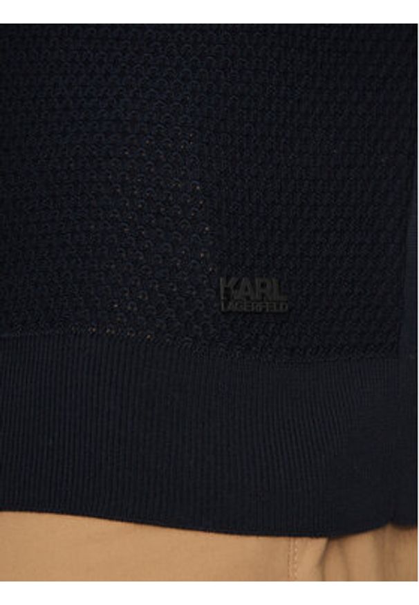 Karl Lagerfeld - KARL LAGERFELD Polo 655017 552307 Granatowy Slim Fit. Typ kołnierza: polo. Kolor: niebieski. Materiał: bawełna