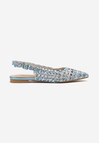 Born2be - Niebieskie Sandały Slingback z Ażurowej Plecionki z Noskiem w Szpic Nanorella. Okazja: na co dzień, na spacer. Kolor: niebieski. Wzór: ażurowy. Styl: casual #5