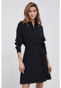 Calvin Klein Sukienka kolor czarny mini oversize. Kolor: czarny. Długość rękawa: długi rękaw. Typ sukienki: oversize. Długość: mini #2