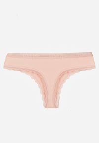 Born2be - Jasnoróżowe Majtki Stringi z Subtelną Koronką z Bawełną Adriedah. Kolor: różowy. Materiał: koronka, bawełna. Wzór: koronka #3