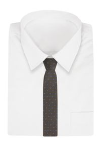 Męski Krawat - Brązowy w Grochy - Angelo di Monti. Kolor: brązowy, beżowy, wielokolorowy. Materiał: tkanina. Wzór: grochy. Styl: elegancki, wizytowy