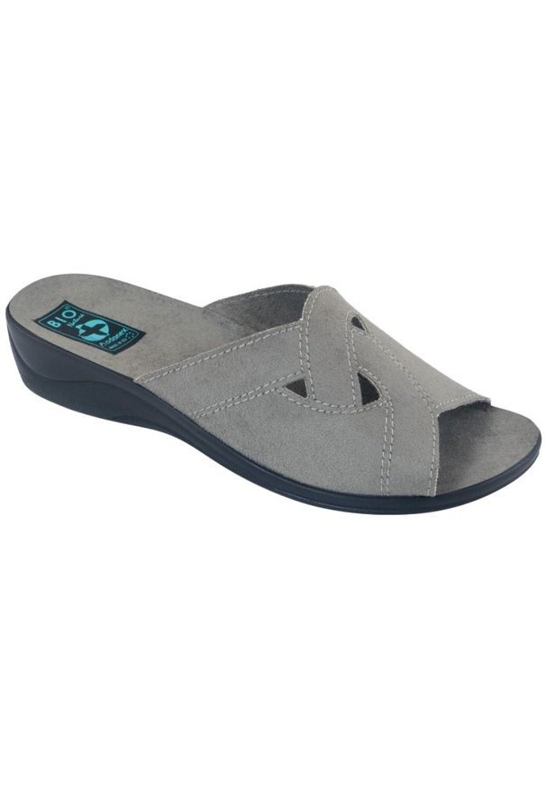 Adanex Damskie klapki BIO Nature 27341 szare. Kolor: szary. Materiał: materiał, zamsz