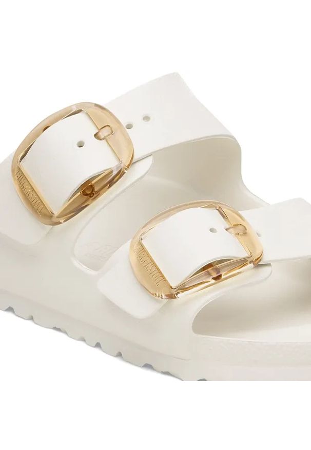 Birkenstock - BIRKENSTOCK Arizona Big Buckle EVA Eggshell Klapki damskie. Okazja: na spacer, na plażę. Kolor: kremowy. Materiał: materiał. Sezon: lato. Styl: elegancki, klasyczny