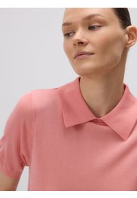 Reserved - T-shirt polo - koralowy. Typ kołnierza: polo. Kolor: pomarańczowy. Materiał: dzianina, wiskoza #1