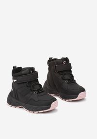 Born2be - Czarne Płaskie Sznurowane Botki Geto z Ociepleniem i Ozdobnymi Przeszyciami Edelwina. Okazja: na co dzień. Zapięcie: rzepy. Kolor: czarny. Materiał: jeans. Styl: casual #3