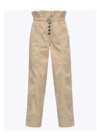 Pinko - PINKO - Beżowe spodnie z wysokim stanem i ozdobną klamrą Botanica. Stan: podwyższony. Kolor: beżowy. Materiał: tkanina. Wzór: aplikacja #3
