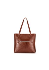 Shopper bag c. brązowy Solier FL23 DARK BROWN. Kolor: brązowy. Materiał: skórzane