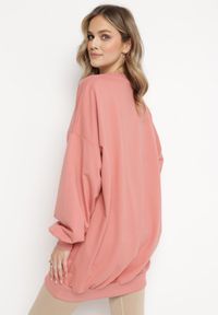 Born2be - Różowa Bawełniana Bluza Oversize Fanelu. Kolor: różowy. Materiał: bawełna #4