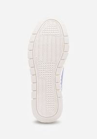 Renee - Niebieskie Sznurowane Sneakersy Vices na Platformie z Tłoczeniem i Metaliczną Aplikacją Lavfedi. Okazja: na co dzień. Zapięcie: sznurówki. Kolor: niebieski. Materiał: jeans. Wzór: aplikacja. Obcas: na platformie #2