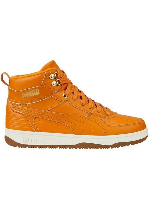 Puma - Męskie Skórzane Buty Treningowe Rebound Rugged. Kolor: pomarańczowy, wielokolorowy, żółty. Materiał: skóra. Sport: turystyka piesza