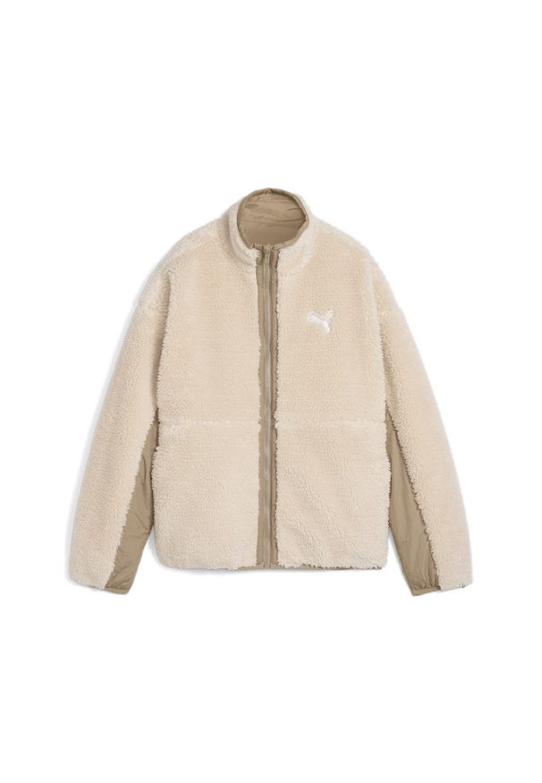 Puma - Damska dwustronna kurtka sherpa PUMA Oak Branch Beige. Kolor: beżowy. Materiał: tkanina. Sport: bieganie