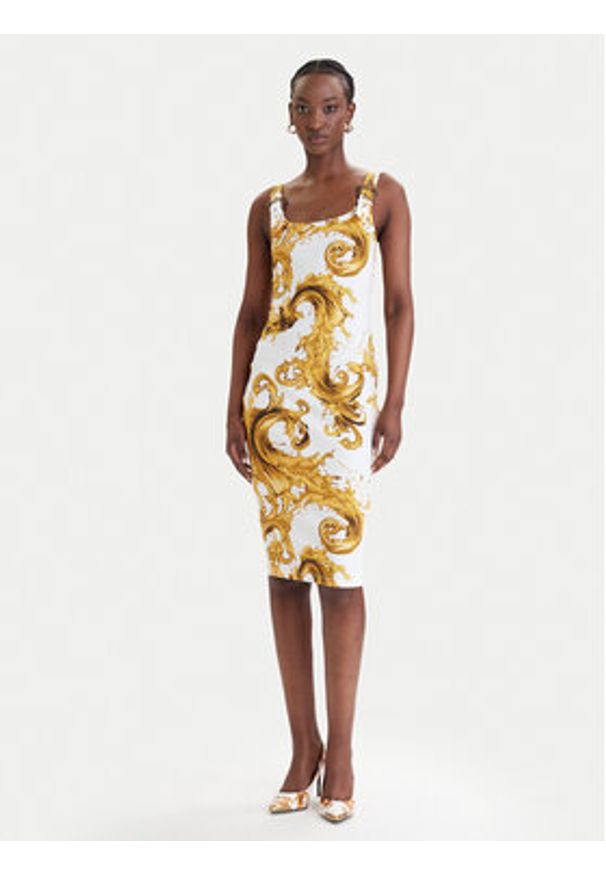 Versace Jeans Couture Sukienka codzienna 80HAO943 JS550 Biały Slim Fit. Okazja: na co dzień. Kolor: biały. Materiał: bawełna. Typ sukienki: proste. Styl: casual