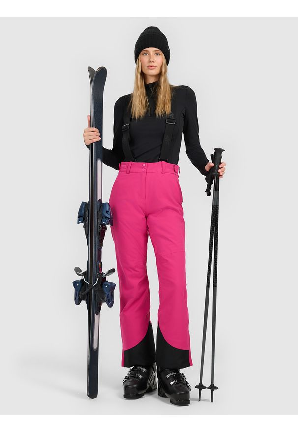 4f - 4F Spodnie narciarskie membrana 10000 damskie - różowe XL. Stan: podwyższony. Kolor: różowy. Materiał: materiał. Wzór: gładki. Sezon: zima. Sport: narciarstwo