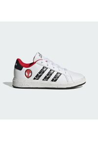 Adidas - Buty adidas Grand Court x Marvel Spider-Man Kids. Kolor: biały, czerwony, wielokolorowy, czarny. Materiał: materiał. Wzór: motyw z bajki