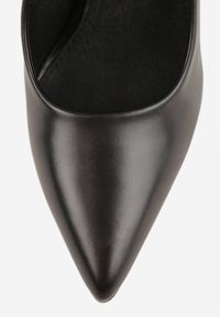 Born2be - Czarne Eleganckie Czółenka Vices na Słupku ze Skórzaną Wkładką Danvira. Okazja: na spotkanie biznesowe, na ślub cywilny, do pracy, na wesele. Kolor: czarny. Materiał: skóra. Obcas: na słupku. Styl: elegancki. Wysokość obcasa: średni #8