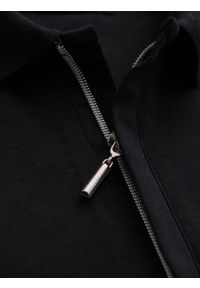 Ombre Clothing - Koszulka męska polo z dekoltem na zamek - czarna V6 - Rozmiar: M. Okazja: na co dzień. Typ kołnierza: polo. Kolor: czarny. Materiał: bawełna, elastan, dzianina. Styl: sportowy, casual, elegancki #4