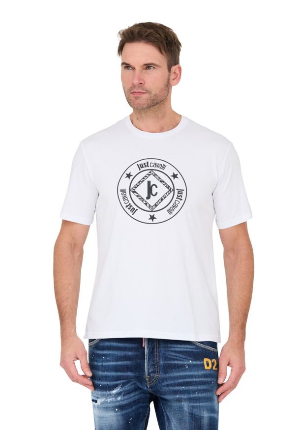 Just Cavalli - JUST CAVALLI Biały t-shirt Fiche. Kolor: biały
