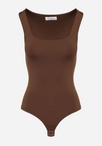 Born2be - Brązowe Body Hyrmime. Typ kołnierza: dekolt kwadratowy. Kolor: brązowy. Materiał: jeans, dzianina. Długość rękawa: bez rękawów. Sezon: lato. Styl: klasyczny