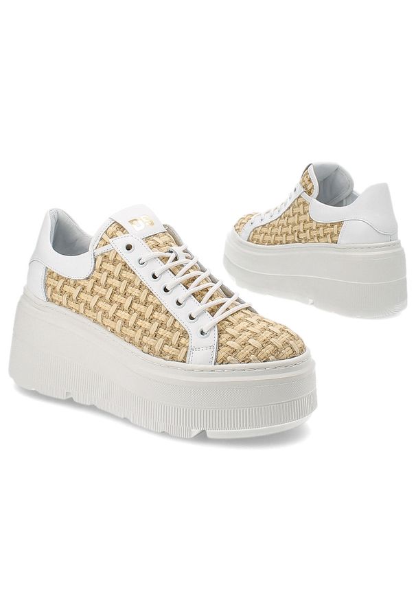 DAMISS - Białe Sneakersy Damiss Modne Obuwie Damskie. Kolor: biały. Materiał: jeans. Sezon: lato