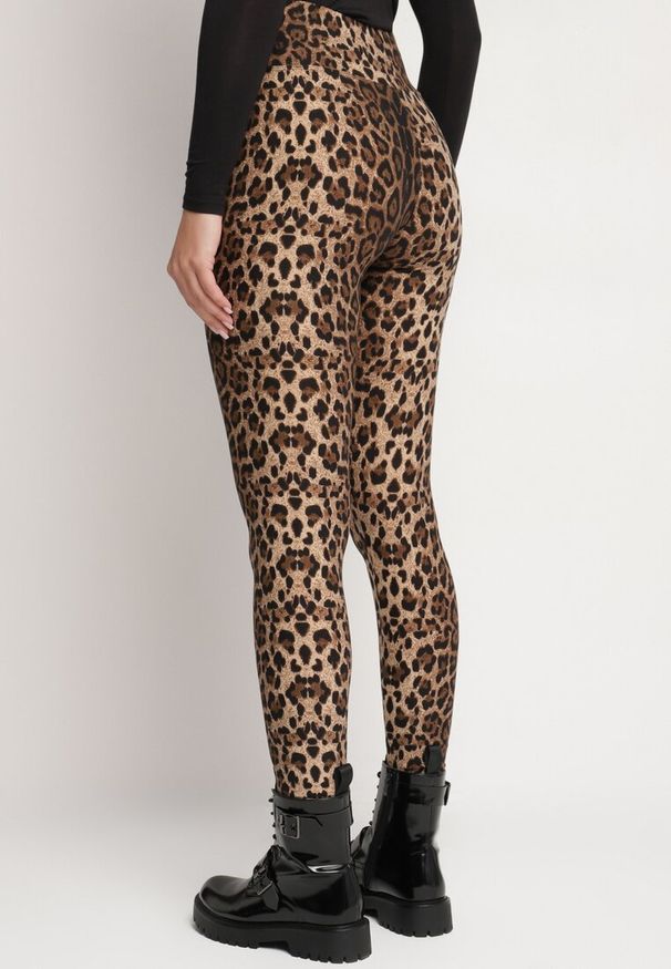 Born2be - Brązowe Panterkowe Wiskozowe Legginsy Vortina. Okazja: na co dzień, na imprezę. Kolor: brązowy. Materiał: wiskoza. Styl: elegancki, casual, klasyczny