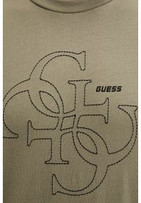 Guess - GUESS Zielony bawełniany t-shirt męski na krótki rękaw z wyszywanym logo 4G Tiberio, Rozmiar M. Okazja: na co dzień. Kolor: zielony. Materiał: bawełna. Długość rękawa: krótki rękaw. Długość: krótkie. Styl: casual #2