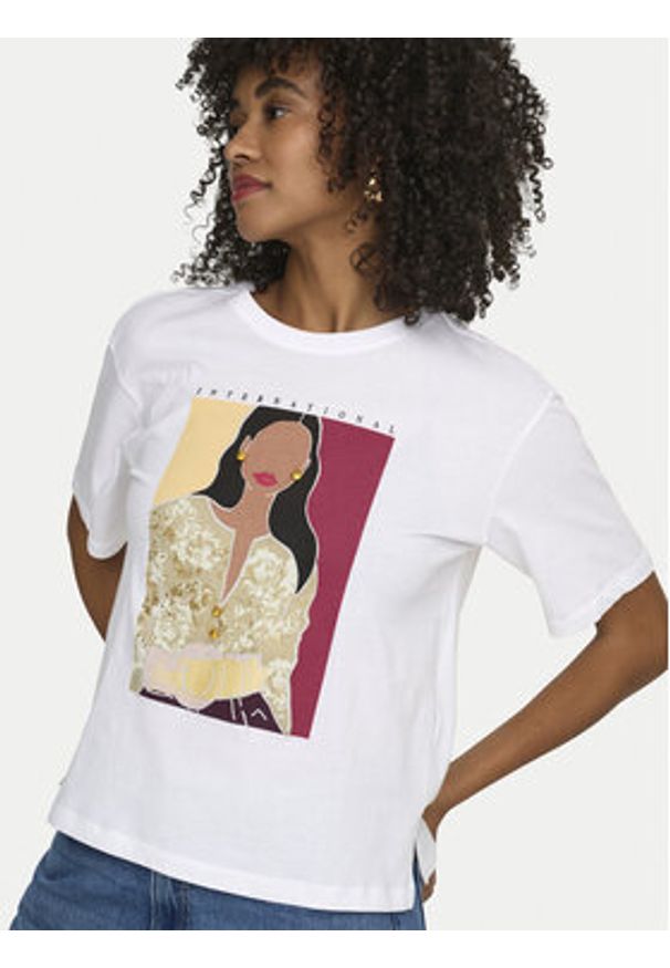 only - ONLY T-Shirt Susan 15372179 Biały Regular Fit. Kolor: biały. Materiał: bawełna