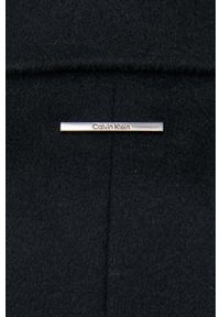Calvin Klein płaszcz wełniany kolor czarny przejściowy dwurzędowy. Okazja: na co dzień. Kolor: czarny. Materiał: wełna. Wzór: aplikacja. Styl: casual, klasyczny #5