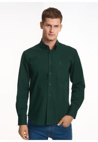 Ochnik - Koszula męska. Kolor: zielony. Materiał: bawełna. Długość: długie. Styl: klasyczny