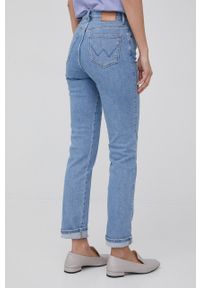 Wrangler jeansy SLIM CALI BLUE damskie high waist. Stan: podwyższony. Kolor: niebieski