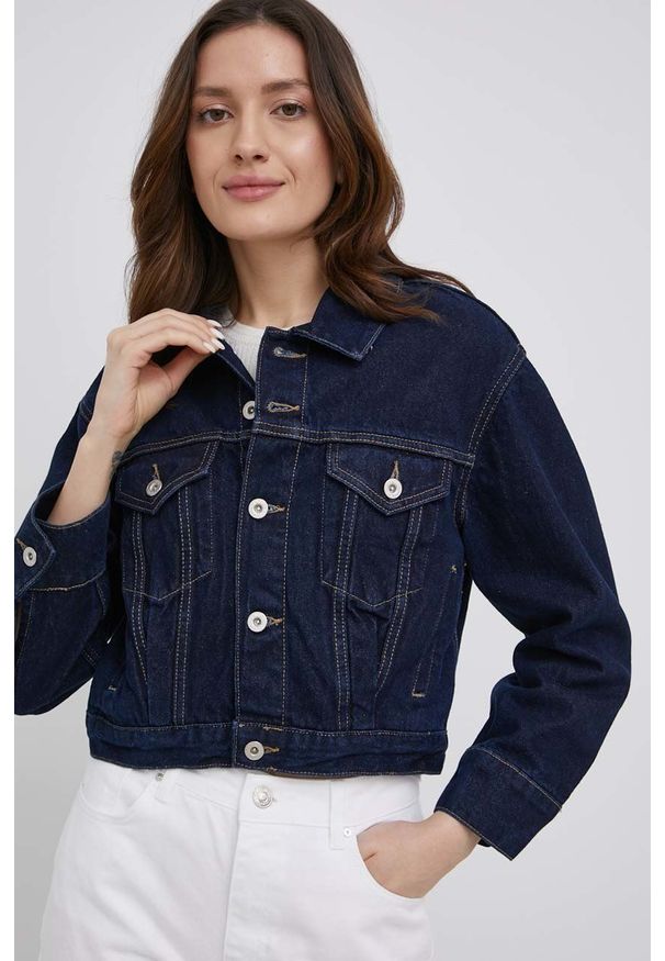 only - Only kurtka jeansowa damska kolor granatowy przejściowa oversize. Kolor: niebieski. Materiał: jeans