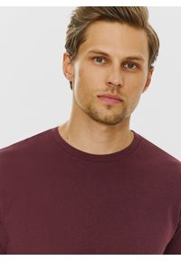 Pako Lorente - PAKO LORENTE – Bawełniany bordowy t-shirt z okrągłym dekoltem. Okazja: na co dzień. Kolor: czerwony, niebieski, żółty. Materiał: bawełna. Styl: casual #7