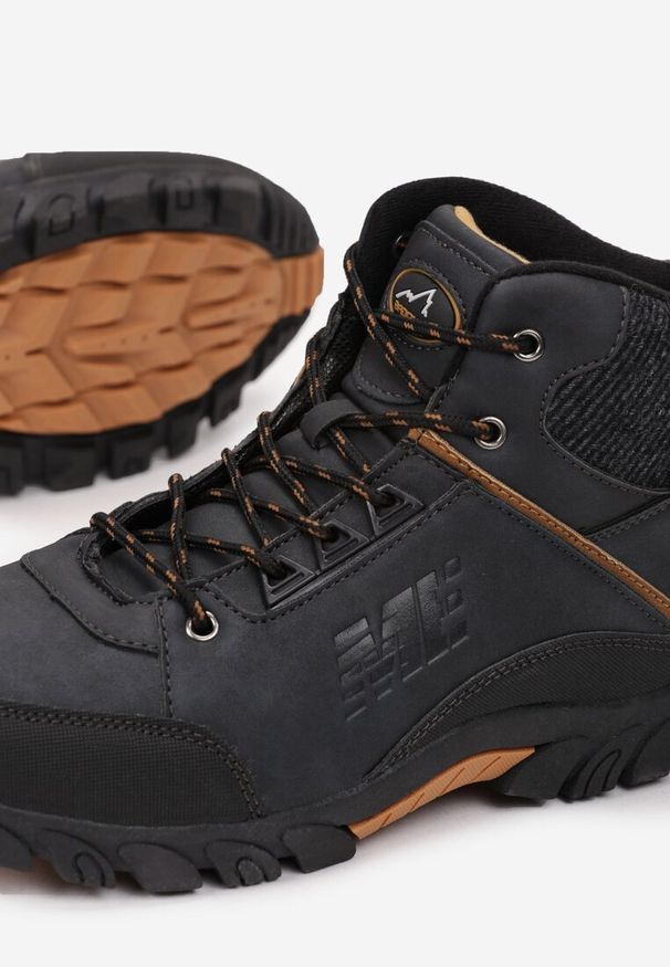 Born2be - Granatowe Buty Trekkingowe Fontanoe. Kolor: niebieski. Materiał: syntetyk, nubuk, futro. Szerokość cholewki: normalna. Wzór: aplikacja, napisy