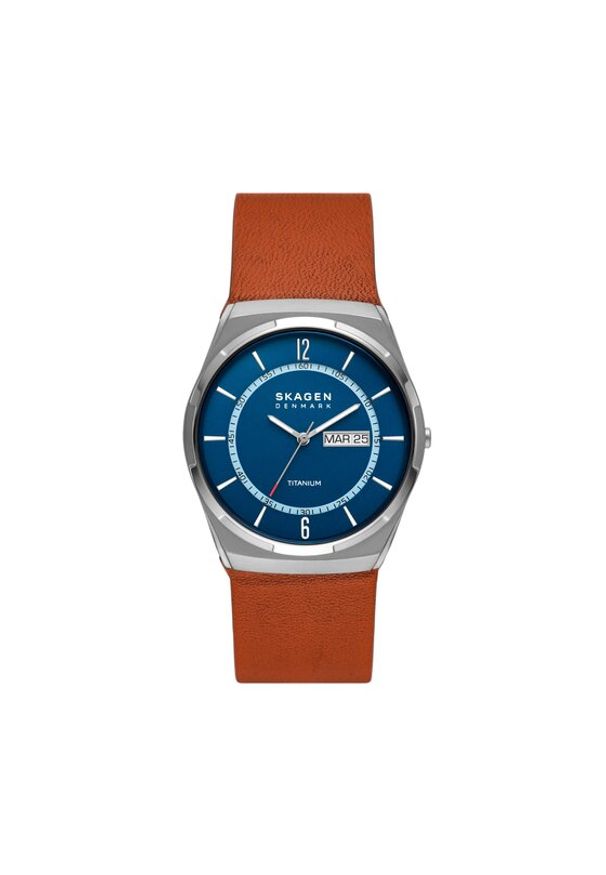 Skagen Zegarek Melbye Titanium SKW6906 Brązowy. Kolor: brązowy. Materiał: skóra