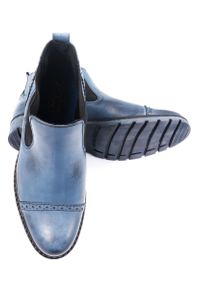Faber - Unikatowe niebieskie zimowe obuwie T67. Kolor: niebieski. Materiał: skóra. Sezon: zima. Styl: klasyczny, wizytowy #4