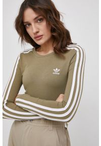 adidas Originals Longsleeve H35625 damski kolor zielony. Kolor: zielony. Materiał: bawełna, dzianina. Długość rękawa: długi rękaw #2