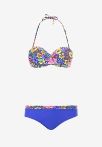 Renee - Granatowe Bikini Phylobe. Kolor: niebieski. Wzór: nadruk, kwiaty, aplikacja #4