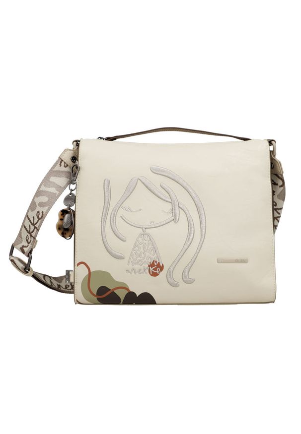 Torebka damska Anekke, z ozdobnym motywem i subtelnym logo zapinana na suwak wyposażona w regulowany pasek na ramię oraz dekoracyjną zawieszkę pojemn. Kolor: beżowy. Materiał: z tłoczeniem. Styl: elegancki, casual. Rodzaj torebki: na ramię