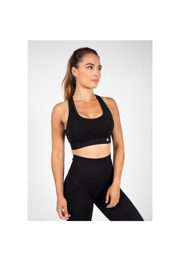 GORILLA WEAR - Yava Bezszwowe Biustonosz sportowy - Czarny. Kolor: czarny. Sport: fitness