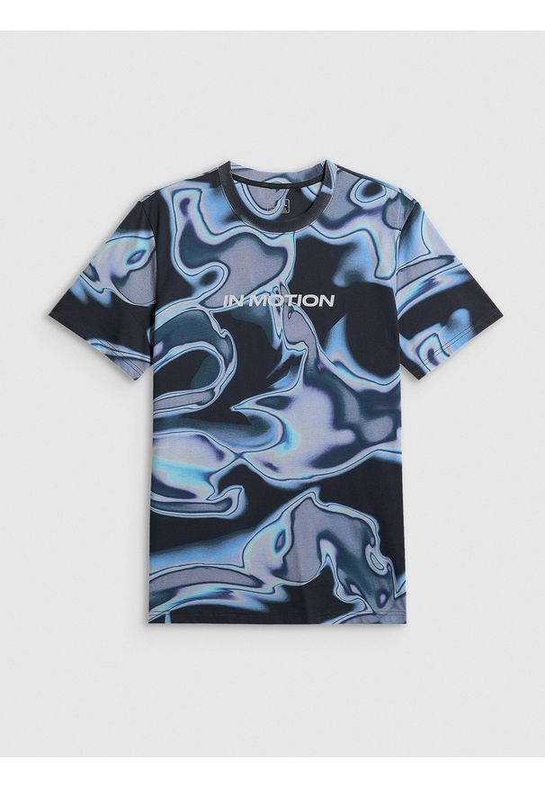 4f - 4F T-shirt regular z nadrukiem męski - granatowa M. Okazja: na co dzień. Kolor: niebieski. Materiał: dzianina, bawełna, materiał. Wzór: nadruk. Styl: casual