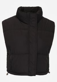 Renee - Czarna Pikowana Kamizelka Puffer o Kroju Crop Tadrel. Okazja: na co dzień. Kolor: czarny. Materiał: poliester, skóra, jeans. Styl: casual #3