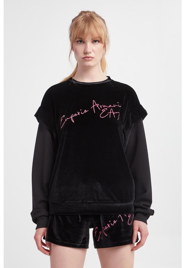 EA7 Emporio Armani - Bluza damska welurowa EA7 EMPORIO ARMANI. Materiał: welur