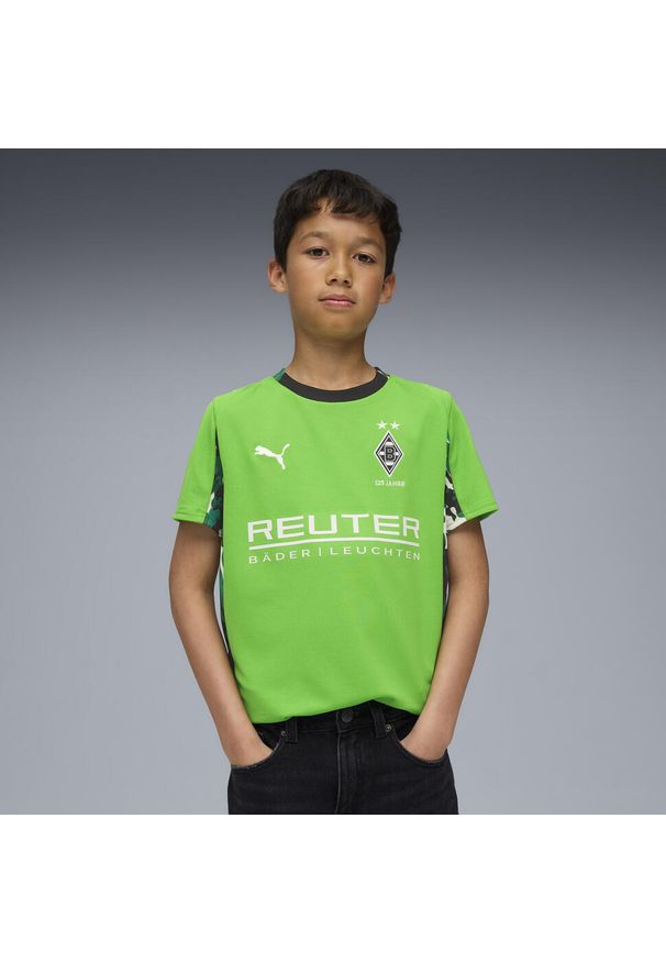 Puma - Młodzieżowa koszulka wyjazdowa Borussia Mönchengladbach 25/26 PUMA. Kolor: zielony, biały, wielokolorowy. Sport: piłka nożna