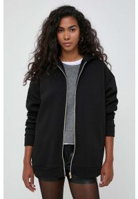 Pinko bluza damska kolor czarny z kapturem gładka. Typ kołnierza: kaptur. Kolor: czarny. Materiał: materiał. Wzór: gładki #5